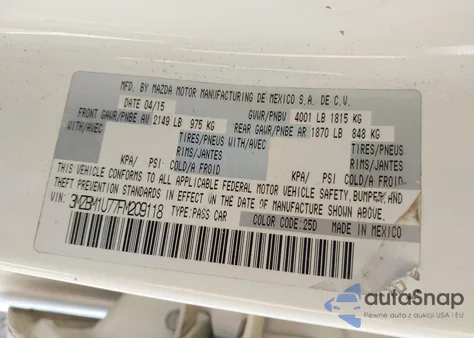 2015 Mazda Mazda3 I Sport from USA, damaged, VIN 3MZBM1U77FM209118